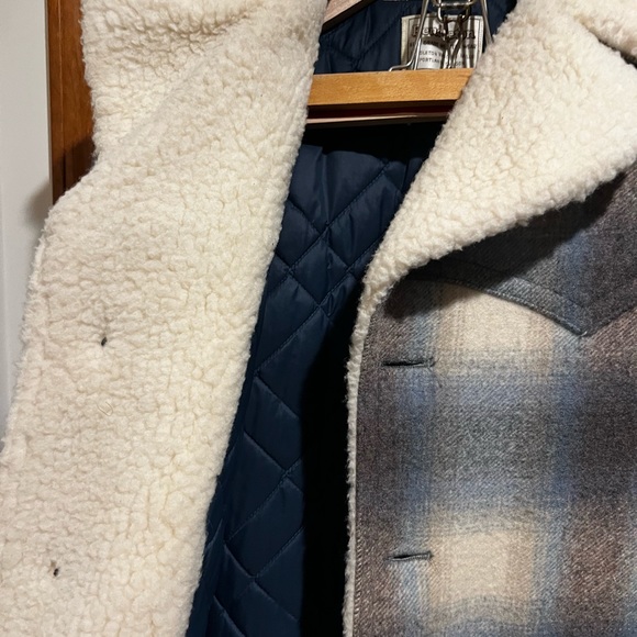 60’s Pendleton High Grade Western Wear Wool Plaid Coat, Shearling Collar - Picture 5 of 9